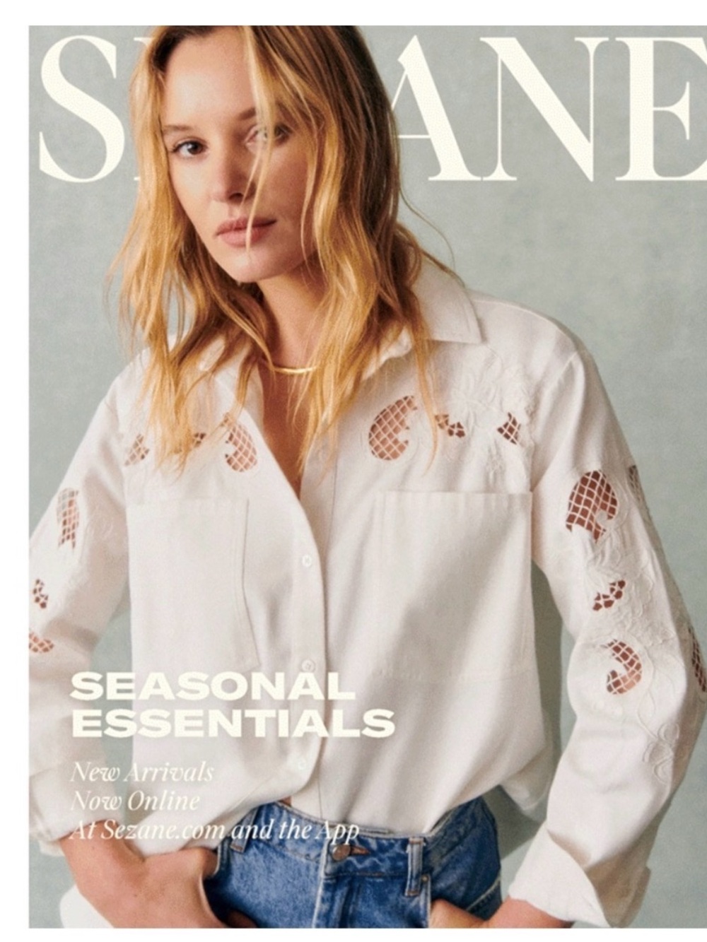 Sezane White Eyelet Button-Down Shirt/Dress